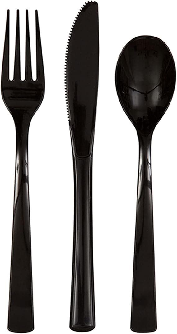 DULUXE BLACK PLASTIC CUTLERY